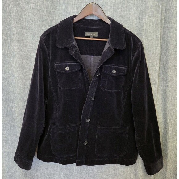 Talbots Stretch Corduroy Trucker Jacket Women's XL Black - Picture 11 of 11